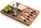 Bamboo Cheese Board Gift Set with 4 Piece Cheese Knives Charcuterie Board Wooden Serving Tray