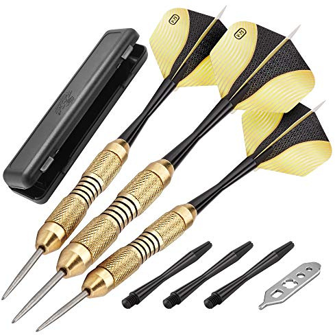 Fat Cat Deluxe Dartpfeile mit Stahlspitze, inkl. Aufbewahrungs-/Reiseetui, 23 g