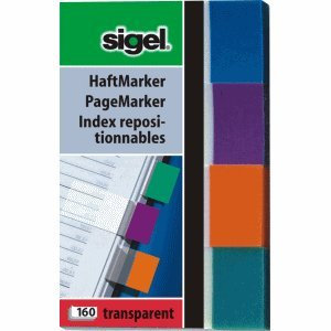 Sigel 10 x Haftmarker Transparent 50x80mm 4 Farben im Pocket VE=160 Blatt