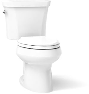 KOHLER K-3988-0 Wellworth Two-Piece Elongated Dual-Flush Toilet with Class Five Flush System and Left-Hand Trip Lever, White