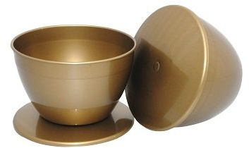Just Pudding Basins Large Gold 4 Pint (2.27ltr) Steam Safe Plastic Bowls and Click on Lids 2 Pack
