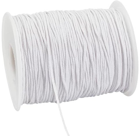 PandaHall 100 Yards1mm gewachste Baumwollschnur, weiße gewachste Schnur Wachsfaden Perlen Schnur für Armband Halskette Schmuck Herstellung Perlen Makrame