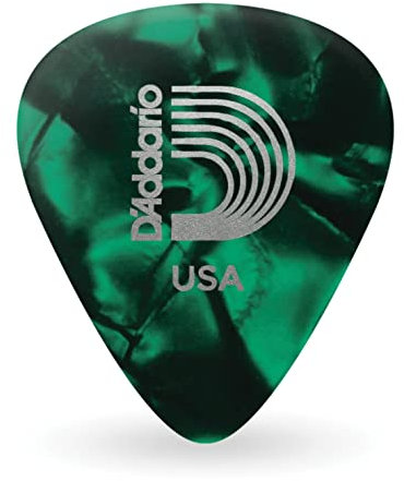 D'Addario Plektrum - Plektren Gitarre - Pearl Celluloid Guitar Picks - Gitarren Plektrum - 1CGP4-100 - Green, Medium - 100-Stück