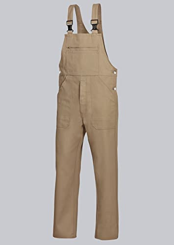 BP Workwear Basic 1413-060-44 Latzhose - Verstellbarer Bund - Kunststoff-Clip-Verschlüsse - Reine Baumwolle - Stämmige Passform - Größe: 25 - Farbe: sand