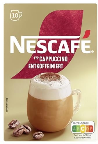 NESCAFÉ GOLD Typ Cappuccino Entkoffeiniert, Getränkepulver-Sticks aus entkoffeiniertem löslichem Bohnenkaffee, koffeinfrei, 1er Pack (à 10 x 12,5g Sachet)