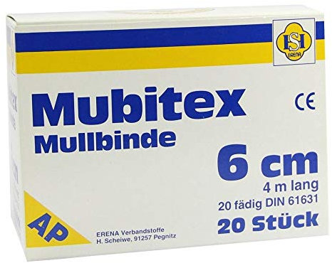 MUBITEX Mullbinden 6 cm ohne Cello 20 St