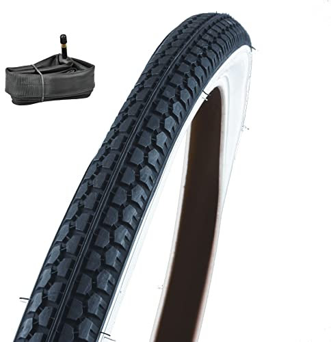 Fischer Reifen Straße 26 x 1,75x2 schwarz/weiß + Schlauch 26 x 1,50-2,125 mit Auto-Ventil