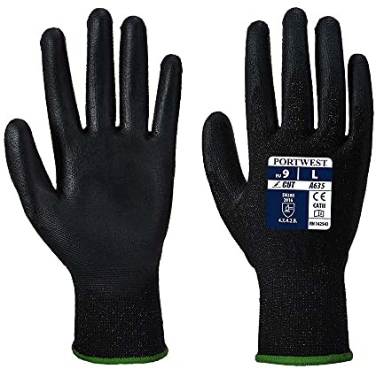 Portwest A635 Economy Cut Protection Glove Black, Large