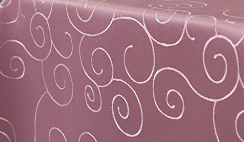 First-Tex Ornament Damast Tischdecke eckig 135x200 rosa*