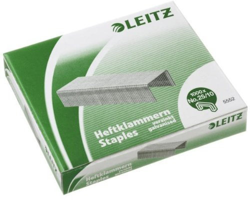 Heftklammern 25/10. Für Heftgerät 5552. Heftleistung: 60 Blatt/6 mm. Material: verzinkt. Inhalt: 1000 Stück.(Liefermenge=2)