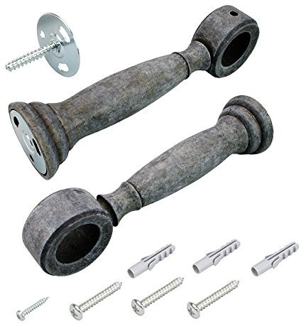 Liedeco Träger 16 cm für Gardinenstange 28 mm Ø Terra | kalkgrau Grau | 2 Stück