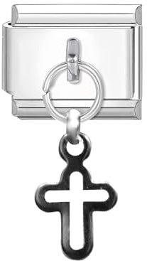 Quiges - 9mm Italian Style Charm Link Module Stainless Steel Cross hanger for Italian Style Bracelets