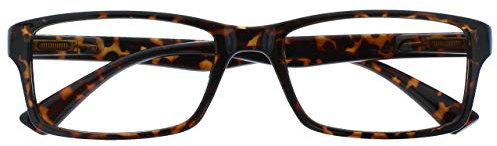 OPULIZE PEP Lesebrille für Damen und Herren - Große Rechteckige Brille - Komfortable Federscharniere - Kratzfest - Braun Schildpatt - UVR +1.00