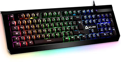 KLIM Domination - DEUTSCHE - Mechanische RGB-QWERTZ-Tastatur Blaue Tasten - Schneller, Präziser, Angenehmer Tastenanschlag -VOLLSTÄNDIGE Freiheit BEI DER Farbauswahl PC PS4