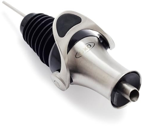 Oxo Oil Stopper/Pourer in silver/black, Stainless Steel, 10.8 x 4.13 x 26.67 cm