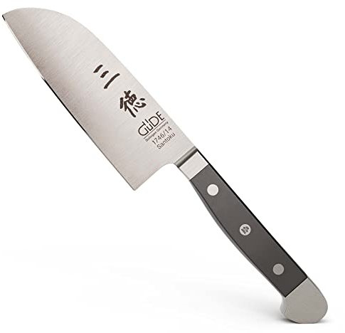 GÜDE Solingen - Santoku geschmiedet, 14 cm, POM schwarz, ALPHA, Doppelkropf, Handmade Germany
