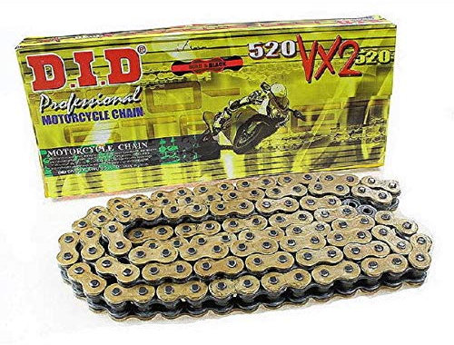 DID Kette 520 VX2, 94 Glieder (X-Ring gold), offen mit Nietschloss