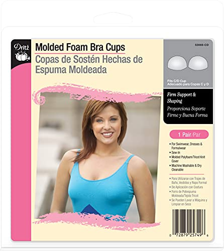 Dritz Geformte Schaumstoff-BH-Cups, C/D, weiß, 2 Stück