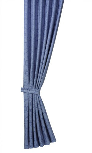 Georg Chr. Wirth Thermo Chenille Vorhang Bianca mit Ranken Muster, 250 g/qm Einzel Gardinenschal, blau, 245X135