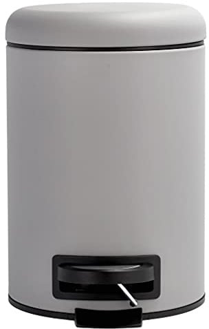 Södahl Mono Kosmetikeimer, Mülleimer fürs Bad, Höhe 25 cm, Fassungsvermögen 3 Liter, Grau