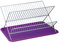 MSV Escurreplatos Plegable con Bandeja, Metal, Morado, 40x34.5x27 cm