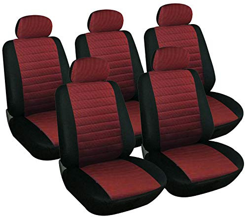 WOLTU 5er Autositzbezüge Einzelsitzbezug Universal Schonbezüge schwarz/rot | Sitzbezug Auto, Sitzbezüge Vordersitze, Schonbezüge für Autositze, für PKW, Van, Kleinbus, Komplettset