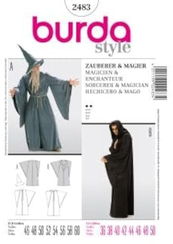 Burda Style Schnittmuster #2483 Herren Kostüm Fasching Karneval Zauberer & Magier Gr. 46-60 – Nählevel 2 leicht