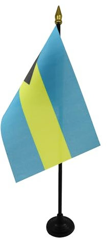 AZ FLAG - Tischflagge Bahamas - 15x10 cm Goldene Splitze - Commonwealth Der Bahamas Tischfahne 10 x 15 Cm - Flaggen