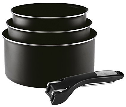 Sitram 710877 Série de 3 Casseroles + Poignée Pince Aluminium Noir