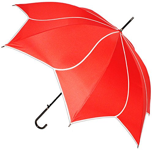 alles-meine.de GmbH XL Regenschirm - AUTOMATIK - 3-D Effekt Blume & Blüte/Wirbel - rot - ø 108 cm - Schirm - Stockschirm für - Damen - Herren/Erwachsene - Hochzeit - Bl..