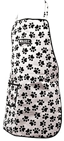 Wahl Paw Print Apron, Grooming Aprons with Pockets, Waterproof Bib for Pet Groomers, Water-Resistant, Anti-static Hair Repellent Dog Cat Grooming Apron, Pet Bathing Showering Smock