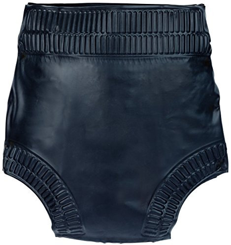 LATE X Windelslip Schwarz M - Latex Windelslip Unisex - Taillenhoch - Wellig Prägte Ränder - Einfarbig - Einweg - Medium - 1 Stück