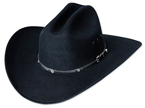 Stars & Stripes Westernhut und Filzhut San Antonio schwarz Westernhut Cowboyhut Westernkleidung Strohhut f??r Damen und Herren (60 cm) Schwarz