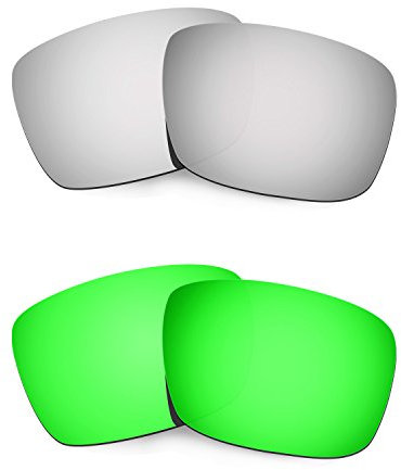 HKUCO Mens Replacement Lenses For Oakley Fuel Cell Titanium/Emerald Green Sunglasses