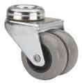 DELEX-Rollen Industrielle Doppelrolle 50mm Rückenloch Gummibereifung (2 inches, 80 kg, Doppel-Platten, Vorbaumontage, 1 Stück)
