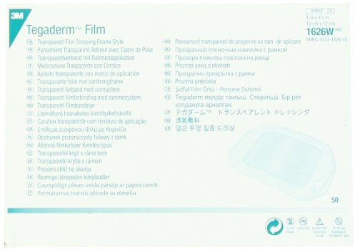 3M Tegaderm Transparent Dressing with Label 4 x 4 3/4 (10 x 12 cm)50 per Box #1626W by 3M