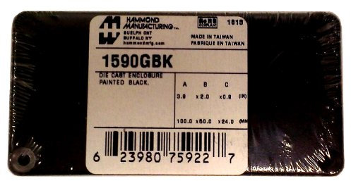 Hammond 1590GBK Black Diecast Aluminum Enclosure -- Inches (3.94 x 1.97 x 0.83) mm (100mm x 50mm x 21mm)