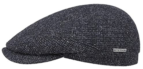 Stetson Belfast Tweed Flatcap Schirmmütze Schiebermütze Wollcap Mütze für Herren - Made in The EU Wintercap mit Schirm, Futter Herbst-Winter - 55 cm blau