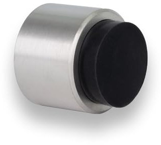 Klebe-Türstopper für Wand | Ø28 x 28 mm | Gummi Schwarzer | Edelstahl AISI 304 | Finish Matt | Sehr gute Haftung | 100% zweckmäßig | Mod. I-198/28-TPM-AM| EVI Herrajes