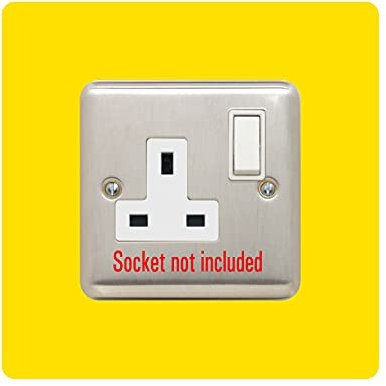 Single Socket Surround | Square | Acrylic Back Panel or Finger Plate | Light Switch Plug, Colour: Yellow