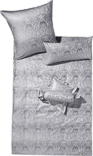 Curt Bauer Florenz 2680 Mako-Brokat-Damast Bettwäsche 155x220 + 80x80 1022-perlgrau