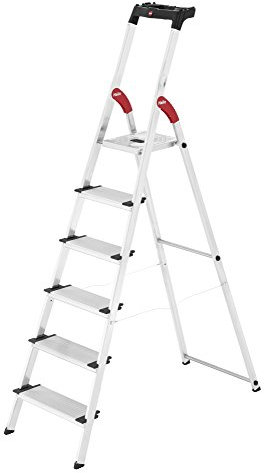 Hailo 5 8506 – 001 Sicherheits-Haushaltsleiter L60 Alu 6 Stufen