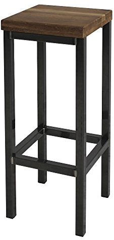 1 Original-BestLoft® Barhocker New York im Industriedesign Stahl Holz Eiche massiv (Dunkel geräuchert, 78cm)