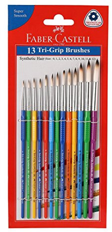 Faber-Castell Tri-Grip Synthetic Round Assorted Paint Brush Set of 13