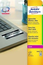 Avery Zweckform© L6012-20 Typenschild-Etiketten, 96 x 50,8 mm, wetterfest, 20 Blatt/200 Etiketten, silber