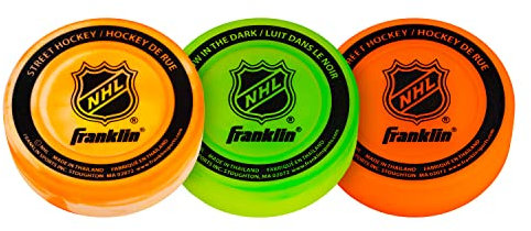 Franklin Sports Street Hockey Pucks - Indoor and Street Hockey Practice Puck - 3-Pucks Assorted Colors