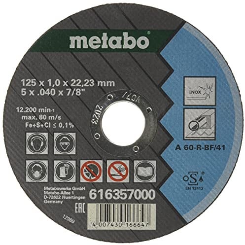 Metabo 616357000 Promotion Trennscheiben in Blechdose, 10 Stück, 125 x 1.0 x 22.23 mm , 5x .040x7/8