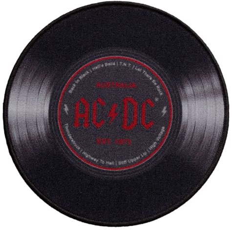 AC/DC Z870815 50 Teppich rund Schallplatte, Schwarz, Ø 50 cm