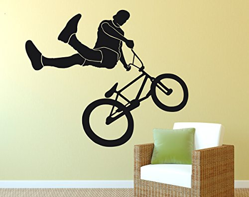 Primestick Wandtattoo Wandaufkleber Profi BMX Fahrer #198C schwarz 142x120cm (RAL9005)