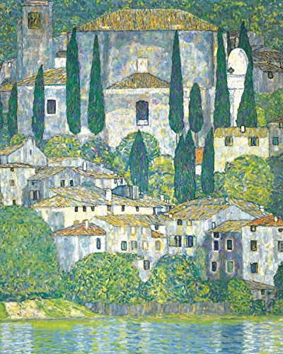 1art1 Gustav Klimt Poster Kirche In Cassone Am Gardasee, 1913 Bilder Leinwand-Bild Auf Keilrahmen | XXL-Wandbild Poster Kunstdruck Als Leinwandbild 50x40 cm